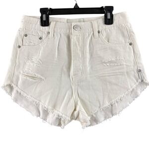 One Teaspoon Outlaws Denim Shorts Womens Size 24 White‎ Distressed Raw Hem